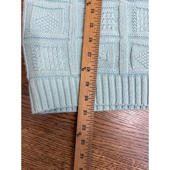 Vintage GAP Seafom Green Fancy Knit Ramie Blend Sweater Size Medium Cottage Core - Picture 12 of 13